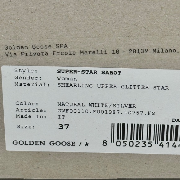 NWT Golden Goose Superstar Sabot Shearling Glitter Sneaker Mule Natural / Silver - Picture 11 of 16